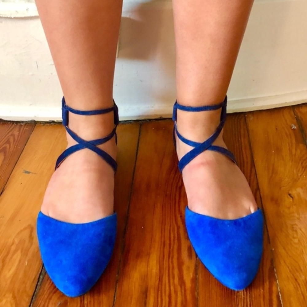 Women’s Royal Blue Pointed Toe Ankle-Strap Flats